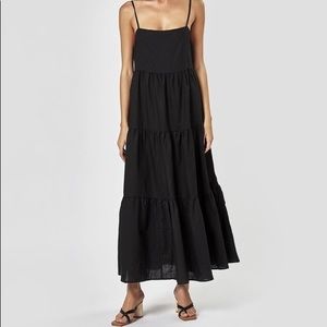 CHARLIE HOLIDAY Linen Tiered Maxi Dress Size S
